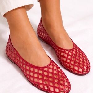 Elegant Red Mesh Women's Flats